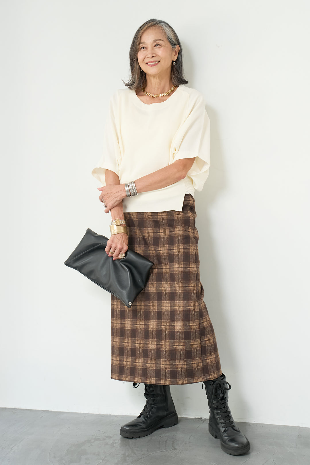 チェックナロースカート