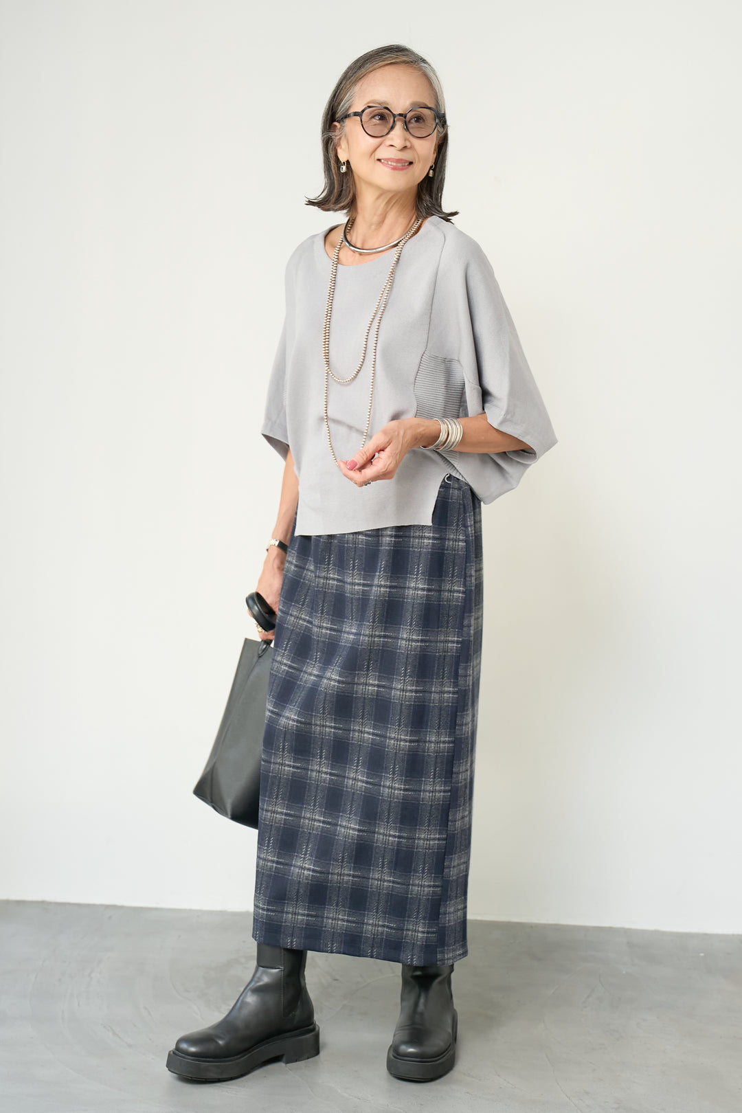 チェックナロースカート