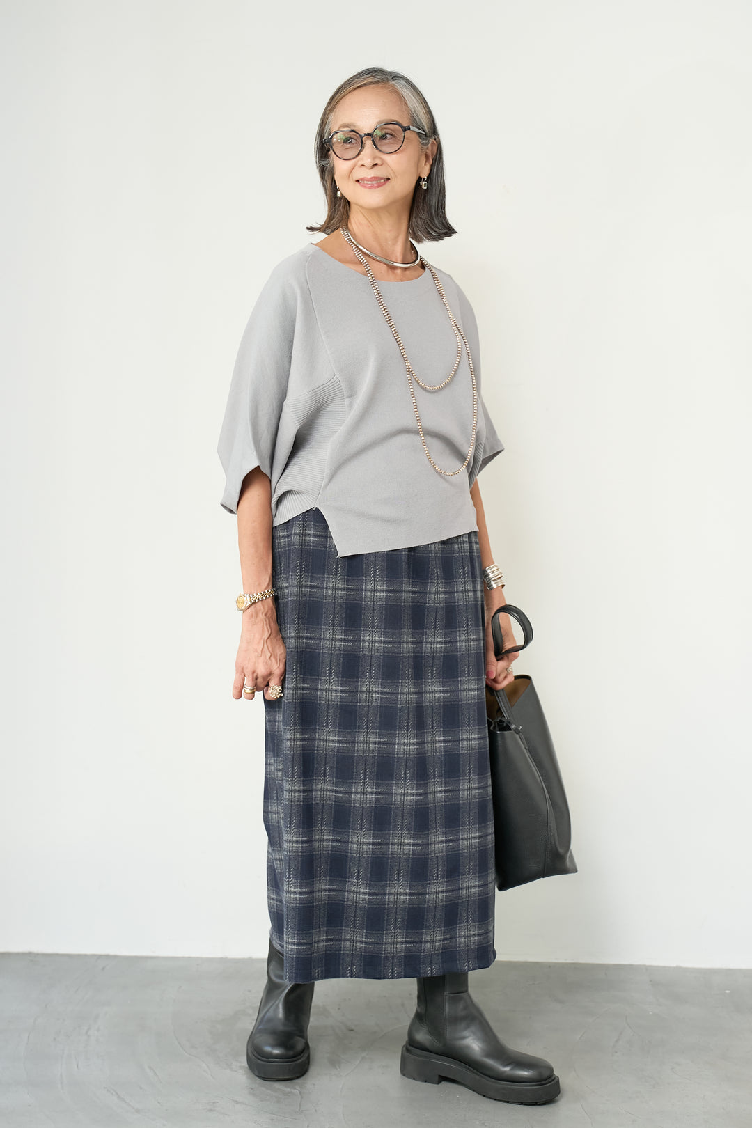 チェックナロースカート