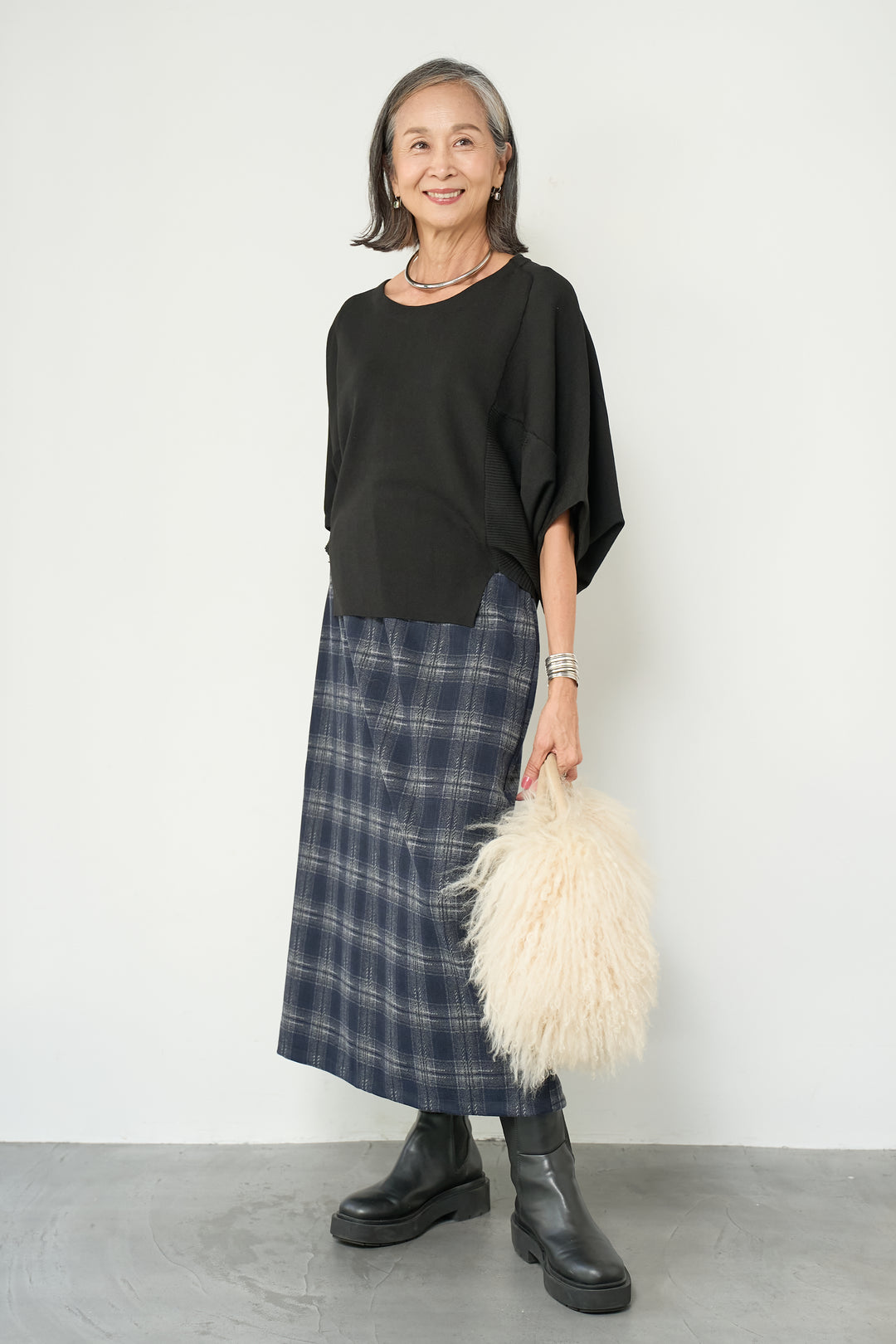 チェックナロースカート