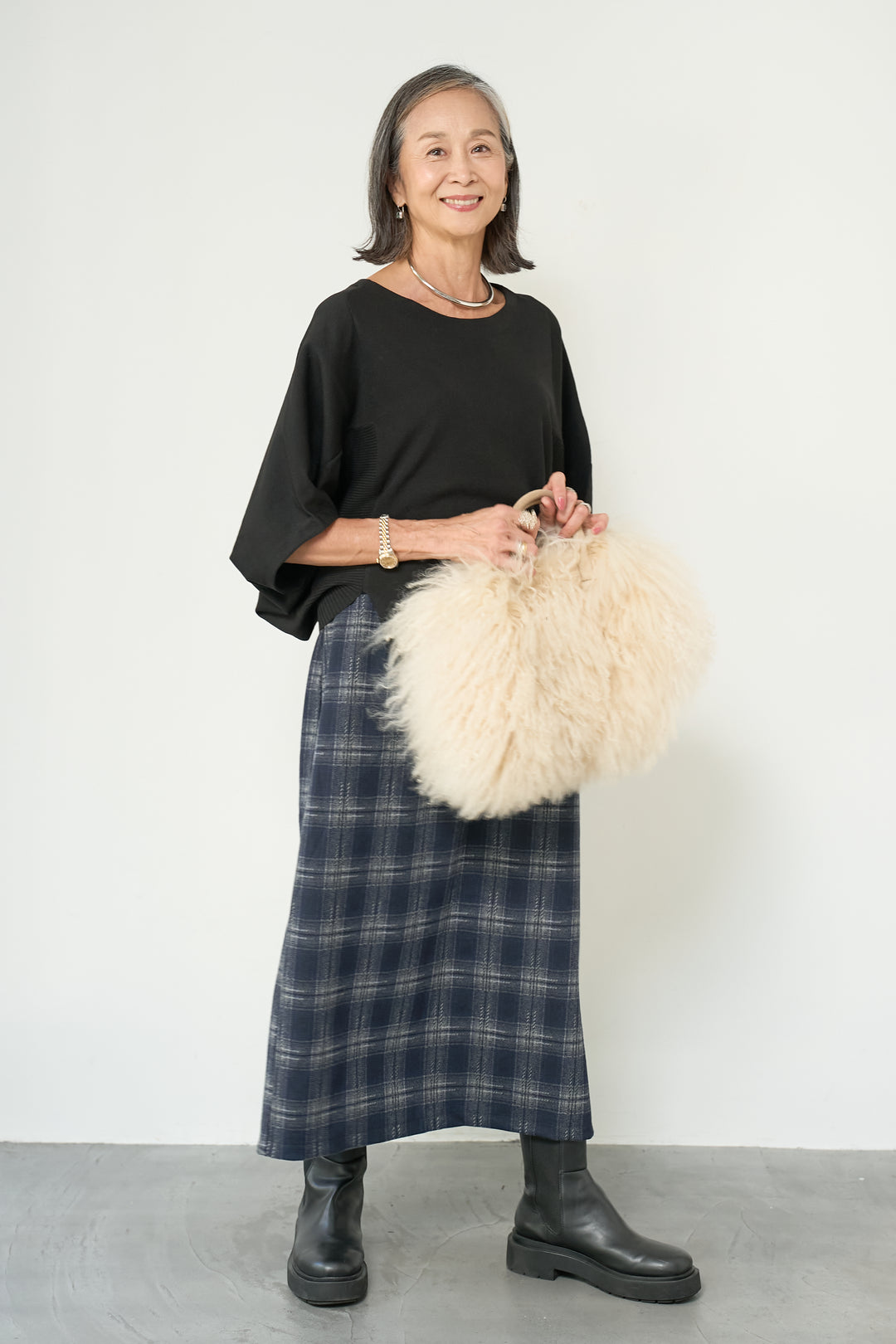 チェックナロースカート