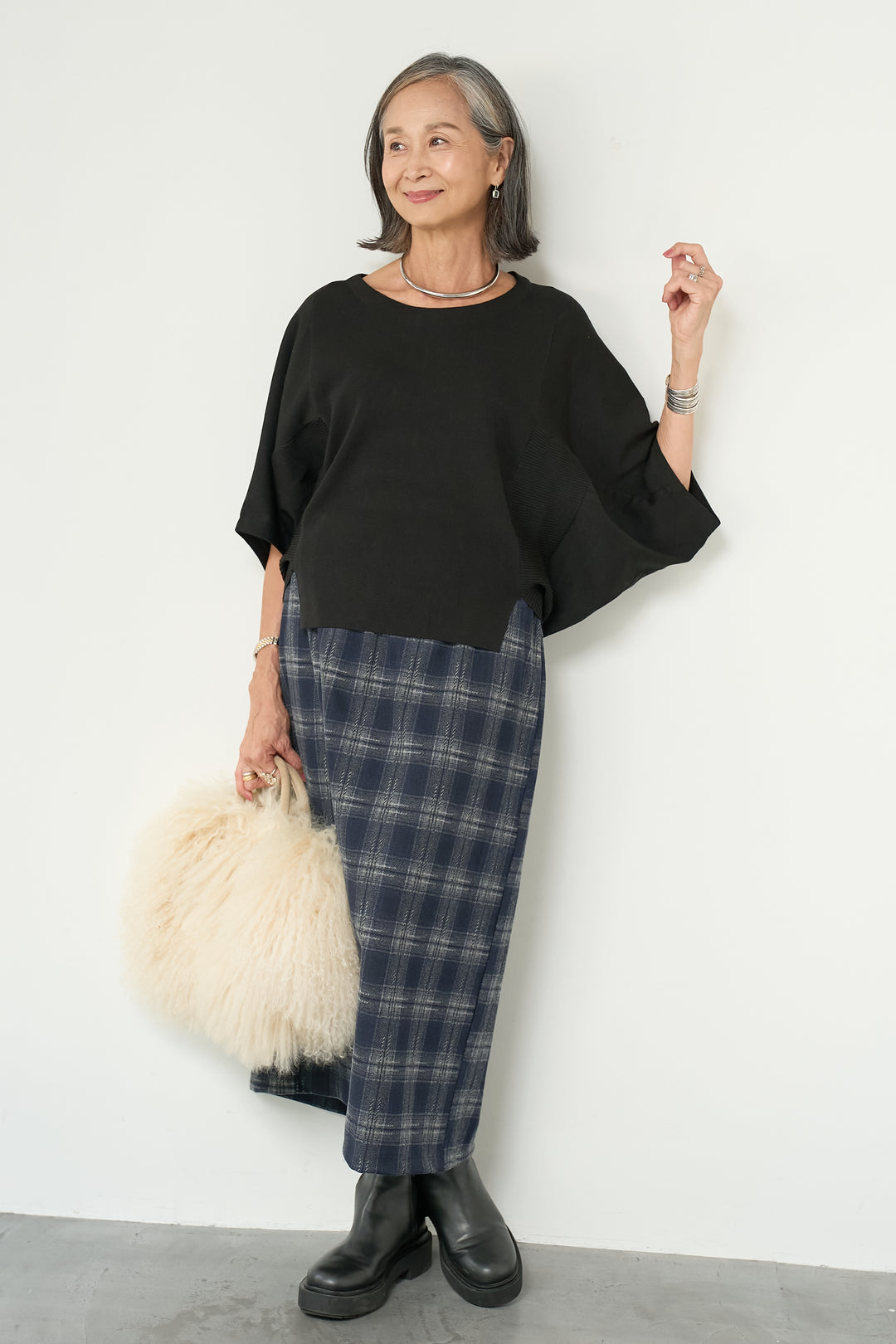 チェックナロースカート