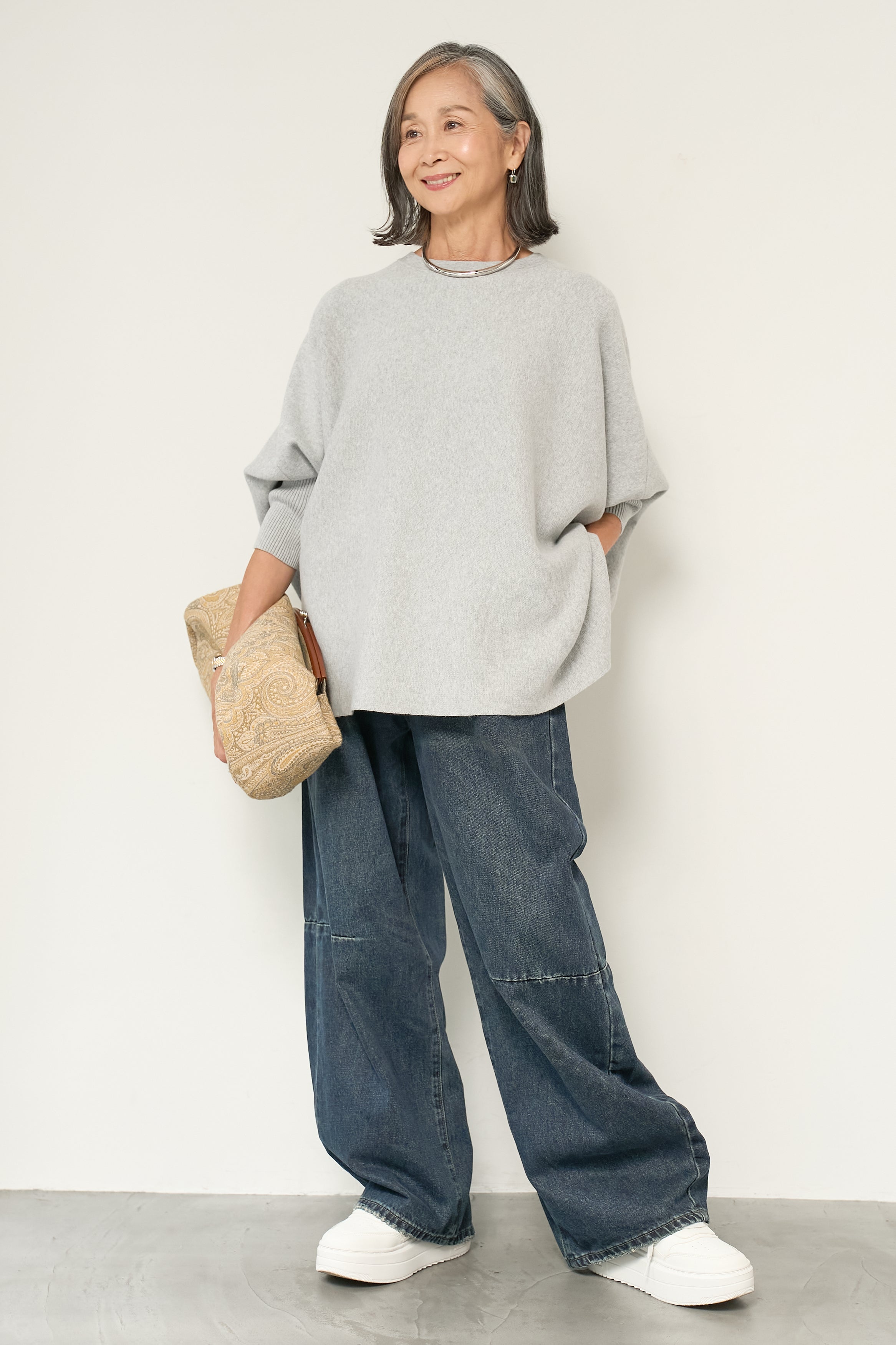 ウォッシャブルポンチョニット – plusotoha