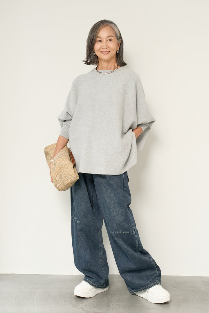 ウォッシャブルポンチョニット