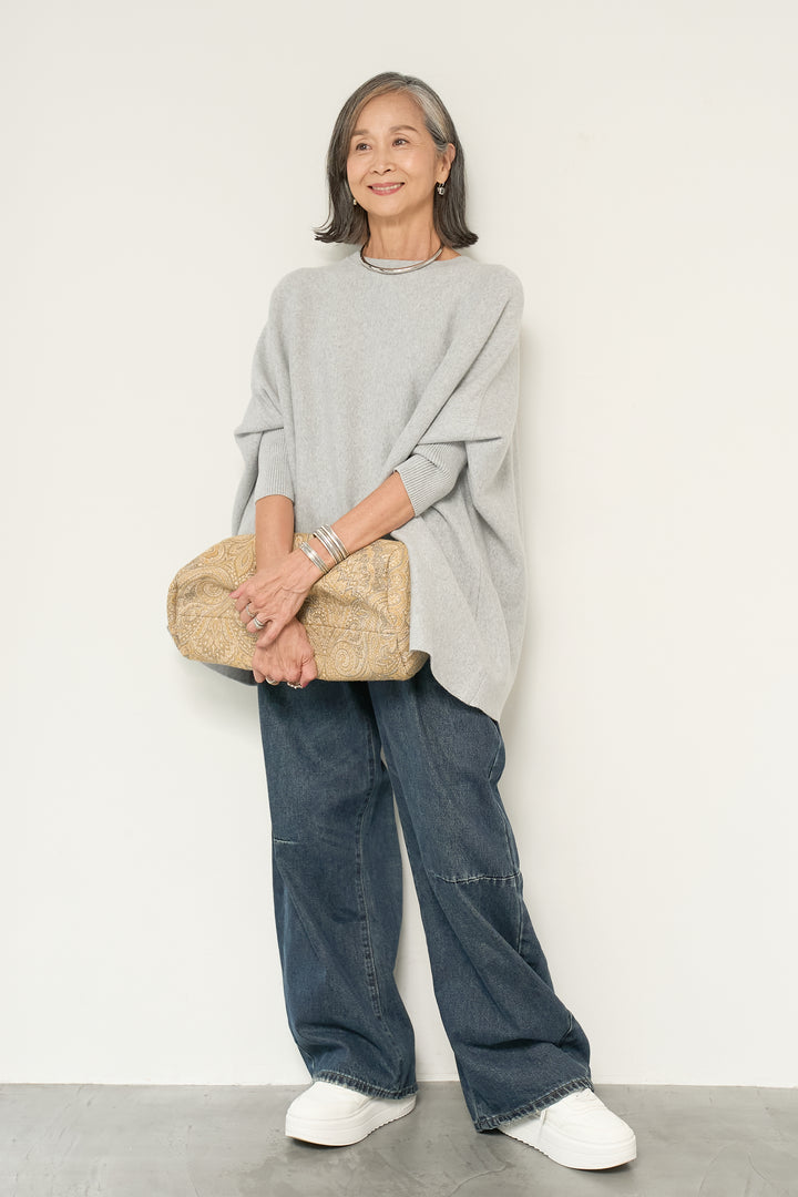 ウォッシャブルポンチョニット