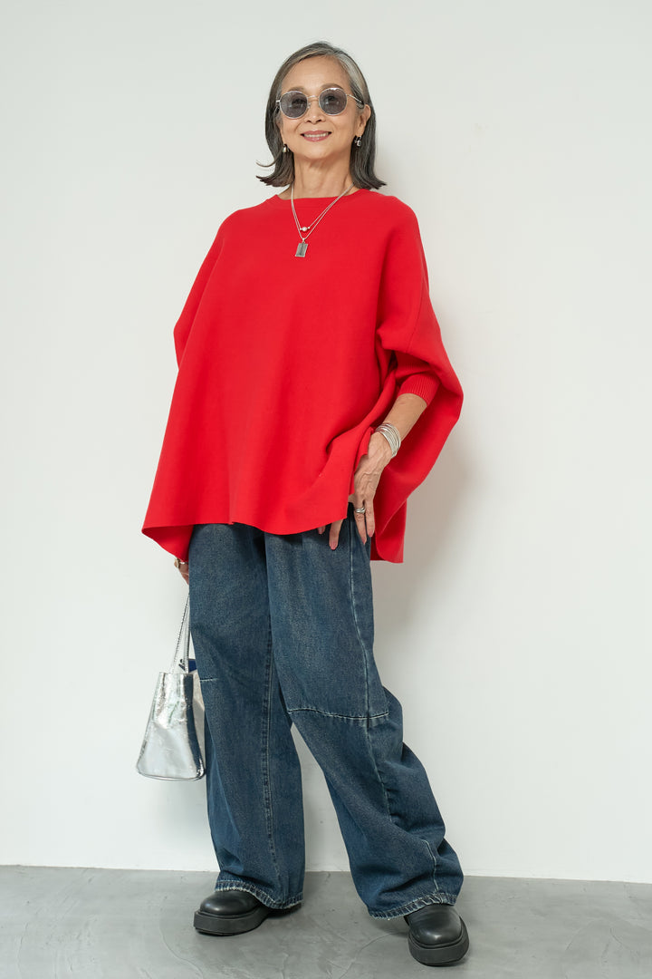 ウォッシャブルポンチョニット