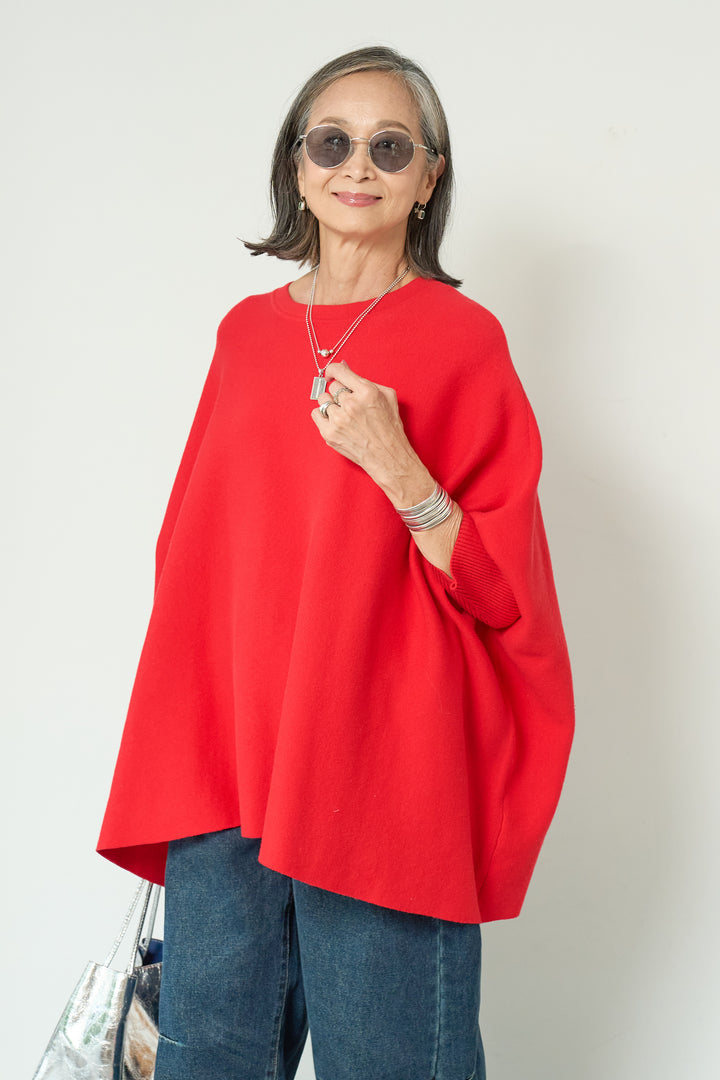 ウォッシャブルポンチョニット