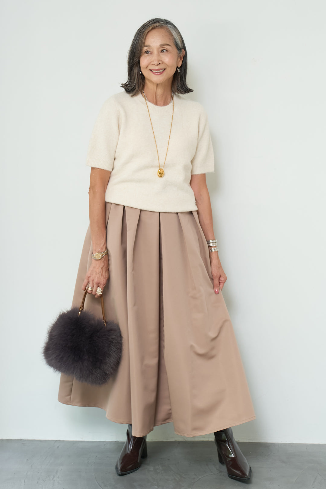 モヘヤ半袖ニット