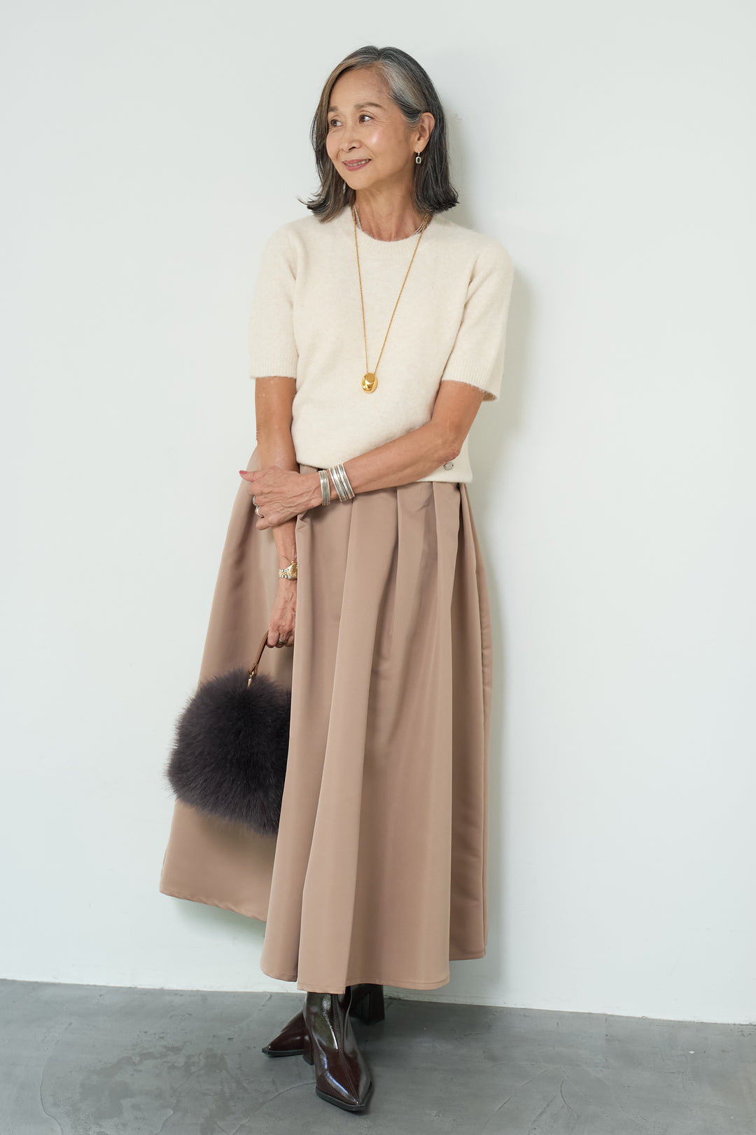 モヘヤ半袖ニット