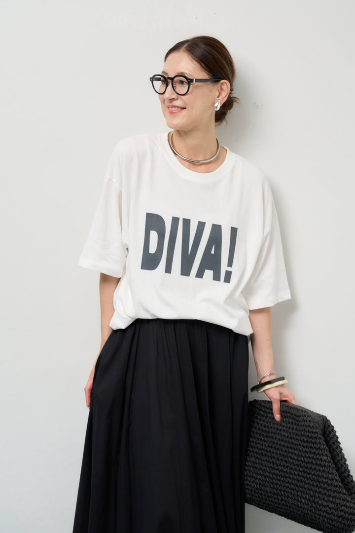 [SET]オーバーサイズDIVA Tシャツ+コットンボイルフレアロングスカート(2set)