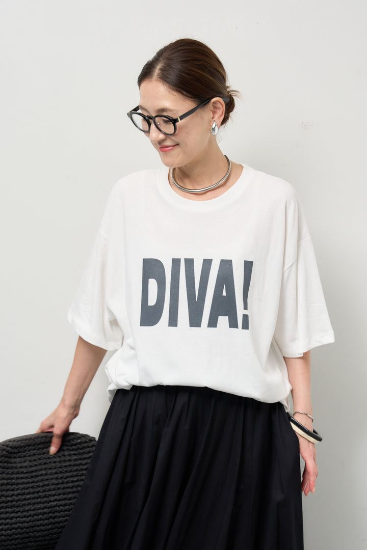 [SET]オーバーサイズDIVA Tシャツ+コットンボイルフレアロングスカート(2set)
