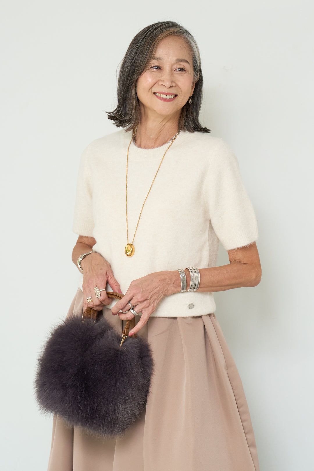 モヘヤ半袖ニット