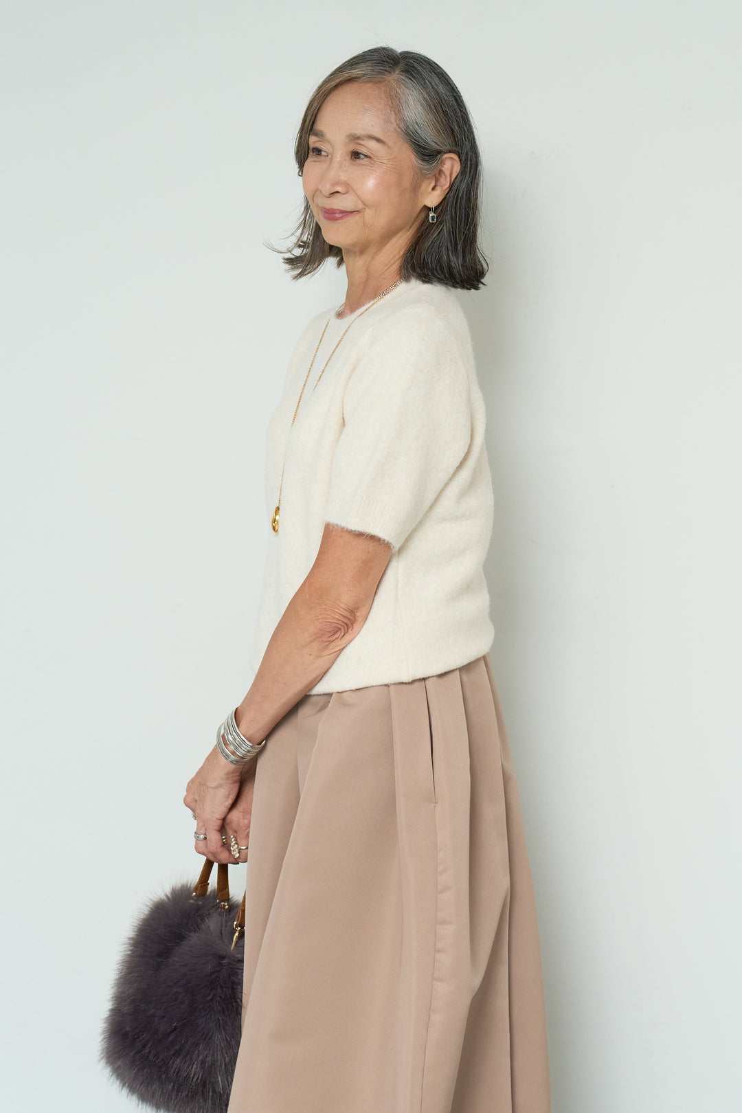 モヘヤ半袖ニット