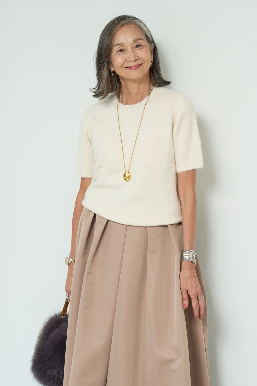 モヘヤ半袖ニット