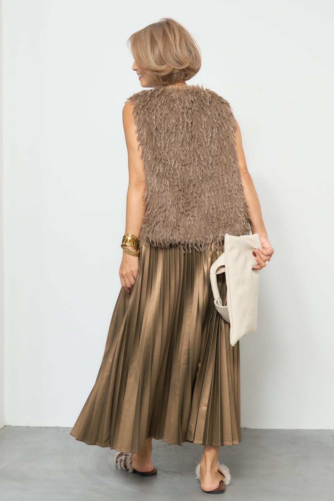 フリンジ混ファーベスト