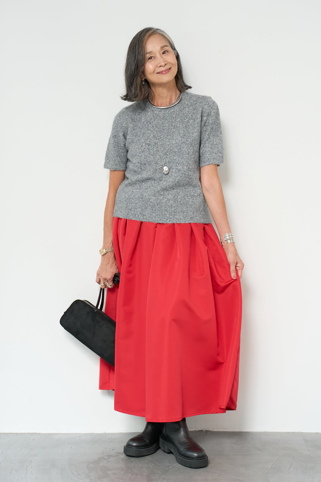 【ジャパンメイド】ライトグログランボリュームスカート