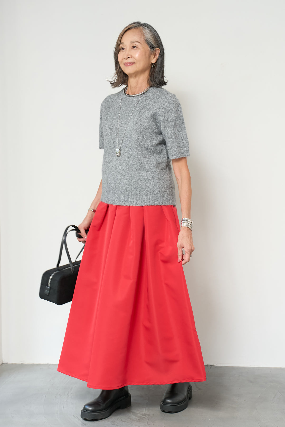 【ジャパンメイド】ライトグログランボリュームスカート