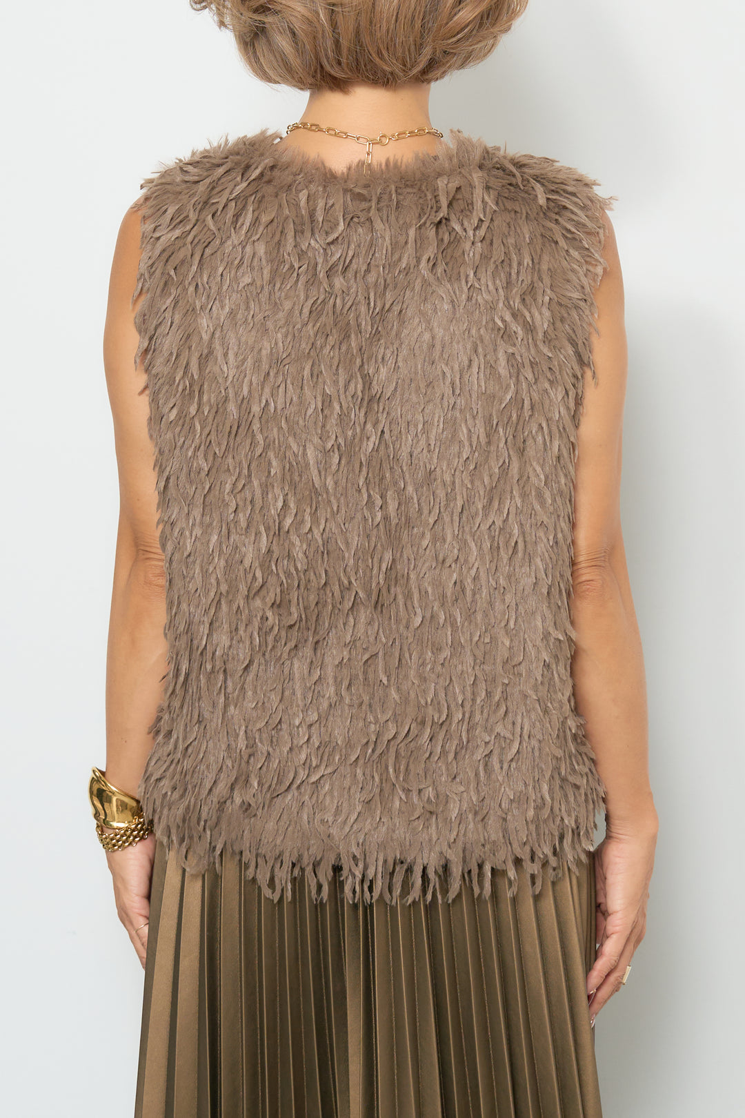 フリンジ混ファーベスト