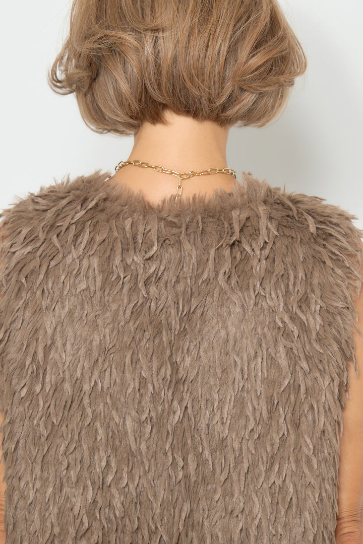 フリンジ混ファーベスト