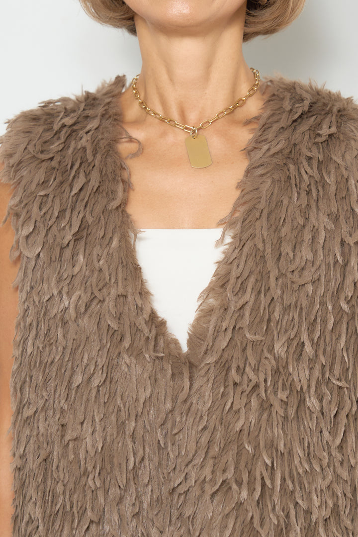 フリンジ混ファーベスト