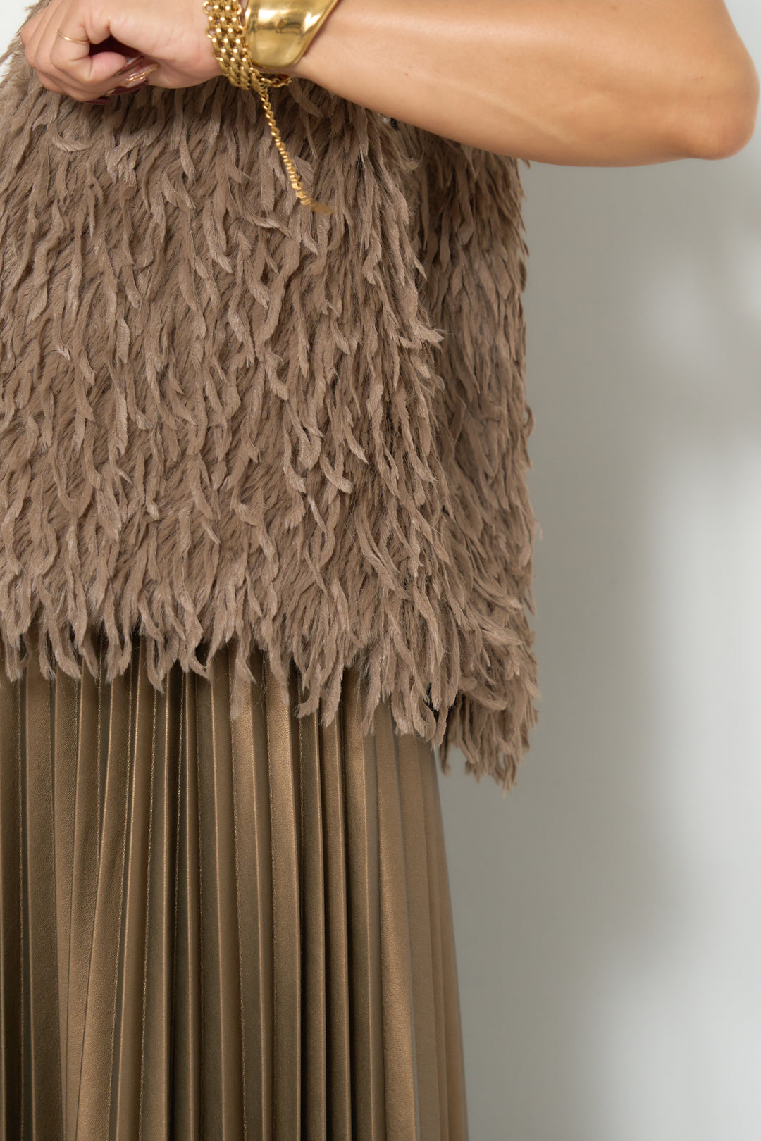 フリンジ混ファーベスト