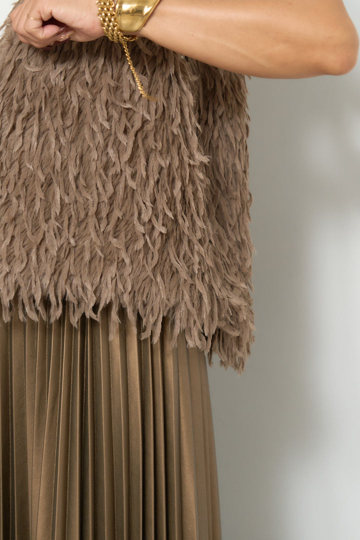 フリンジ混ファーベスト