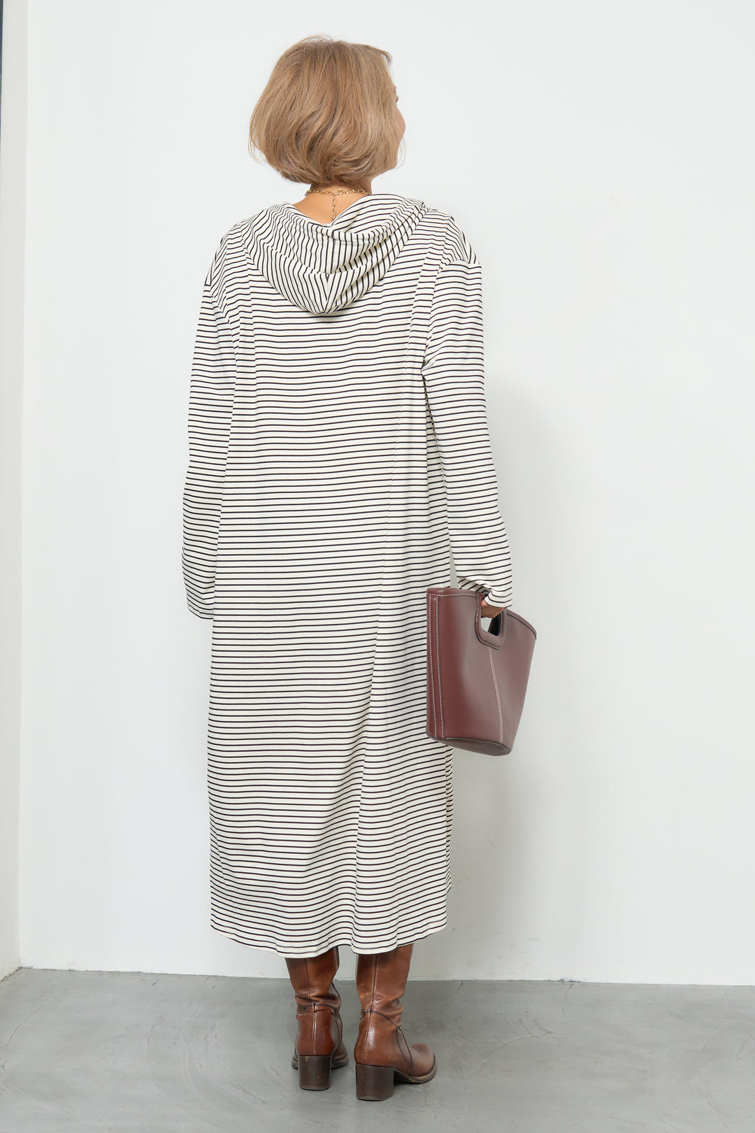 ボーダーフードカットワンピース