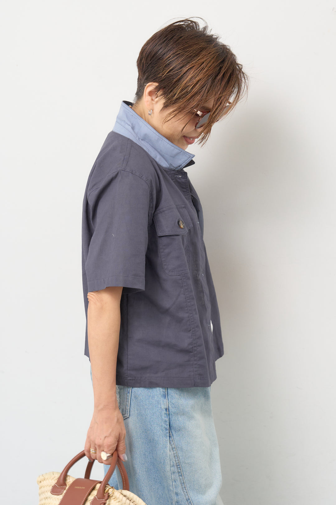 【接触冷感】 ダメージデザイン カットオフデニム