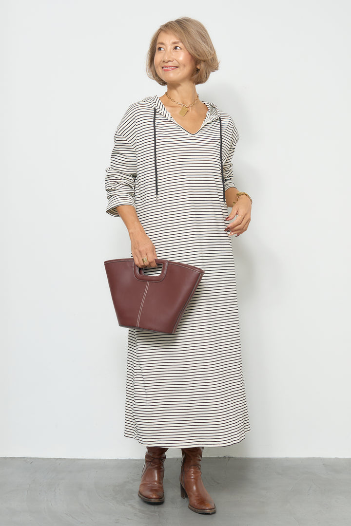 ボーダーフードカットワンピース