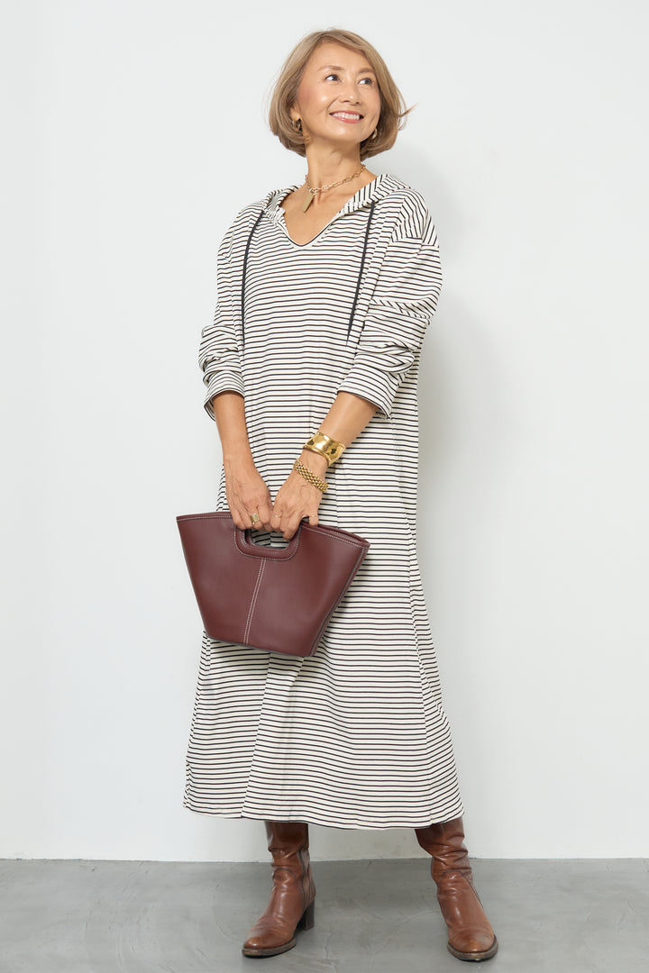 ボーダーフードカットワンピース