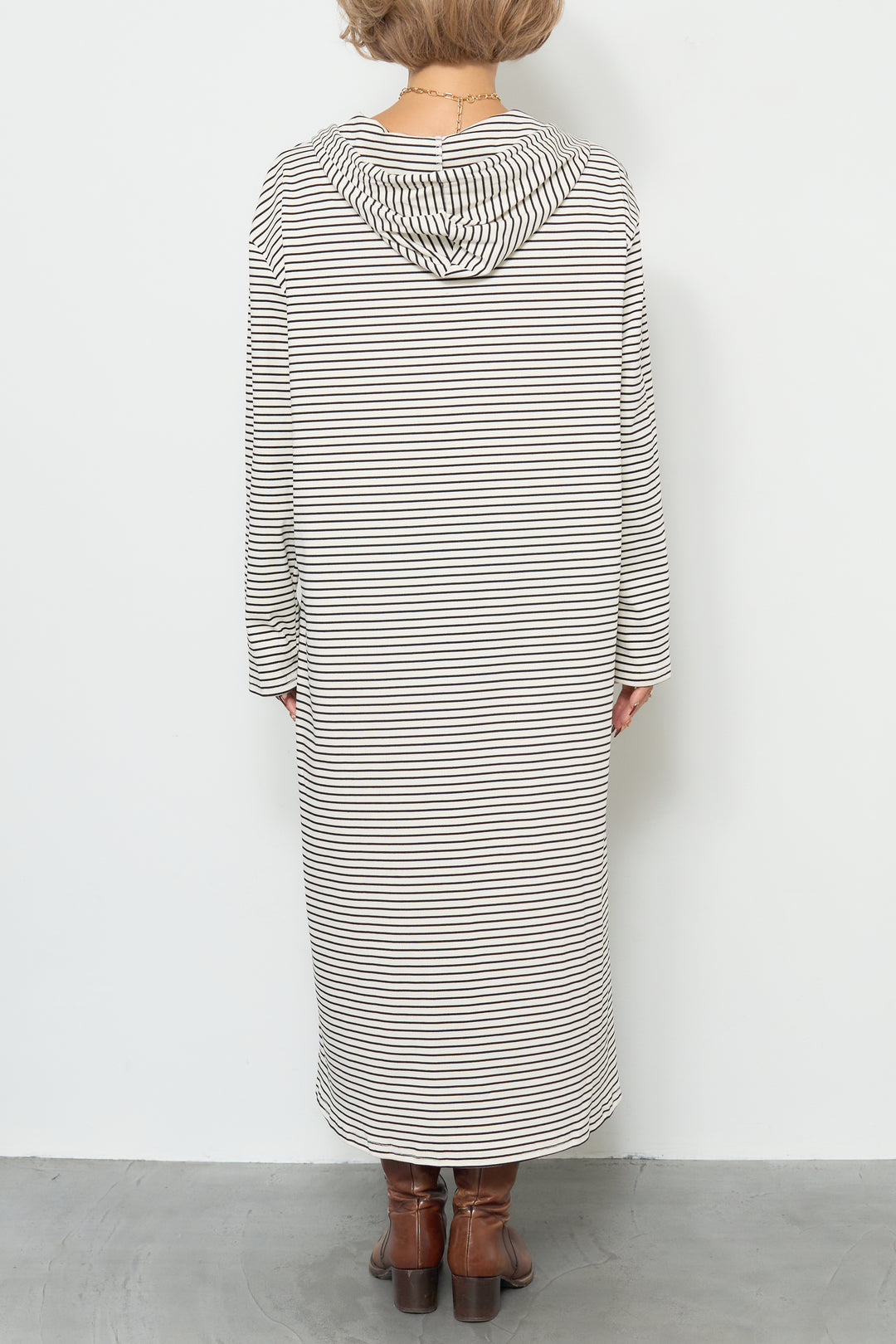 ボーダーフードカットワンピース