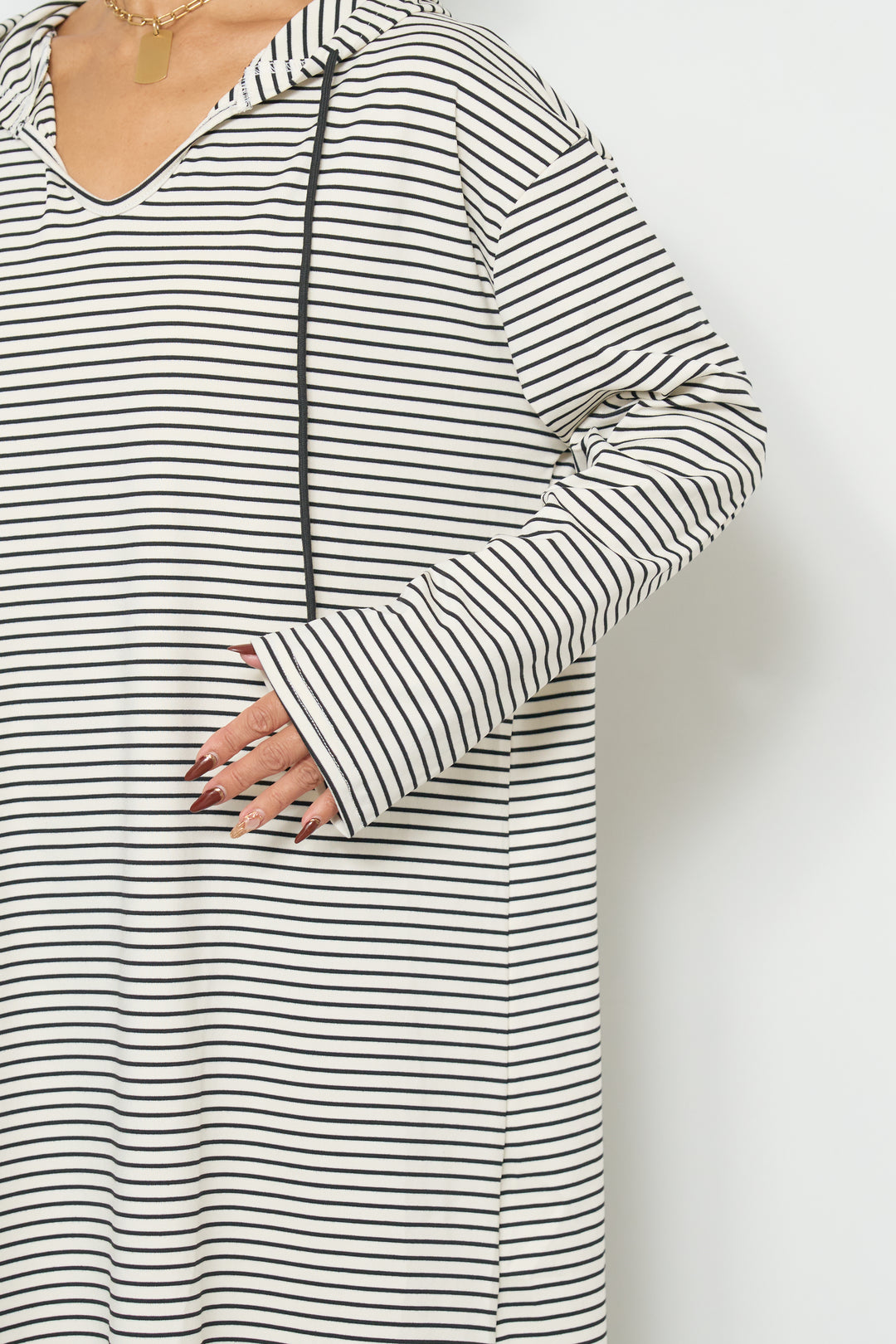 ボーダーフードカットワンピース