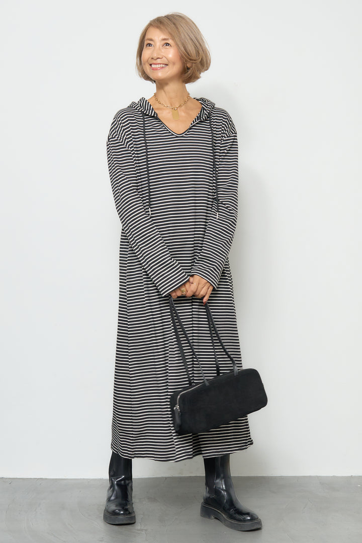 ボーダーフードカットワンピース