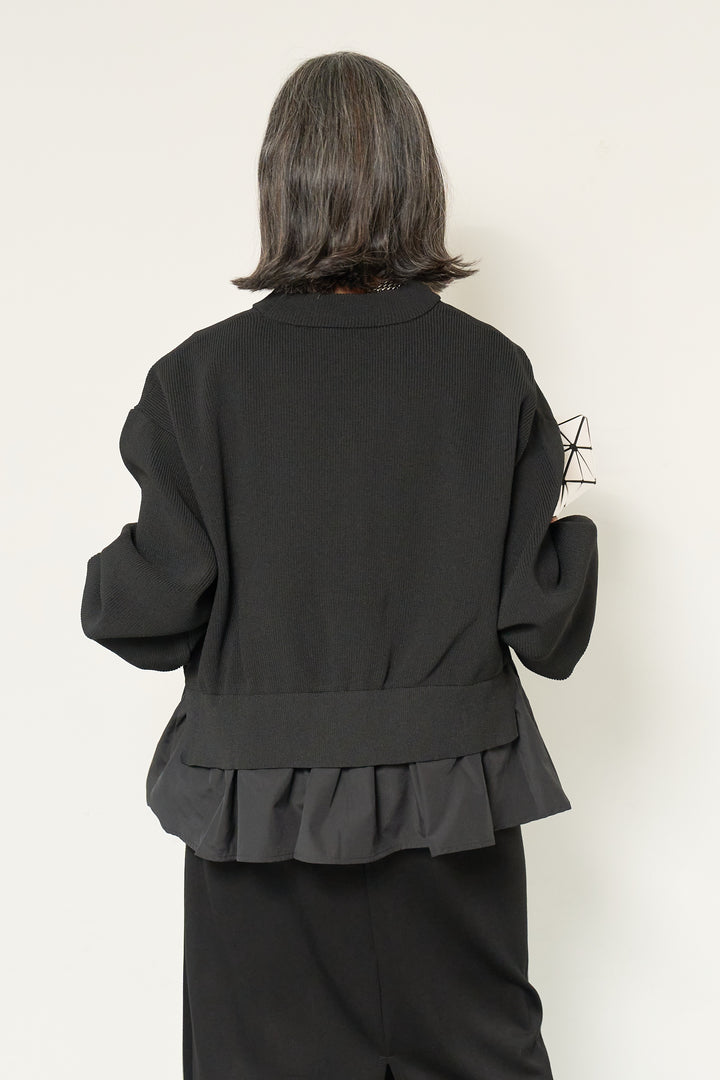 異素材ドッキングニットカーディガン