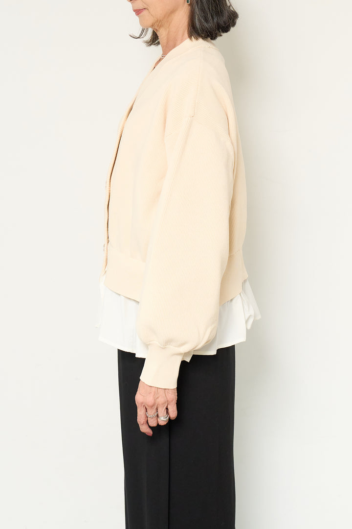 異素材ドッキングニットカーディガン