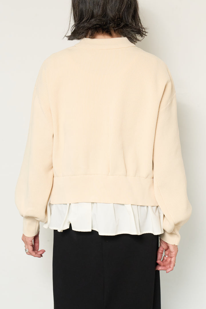 異素材ドッキングニットカーディガン