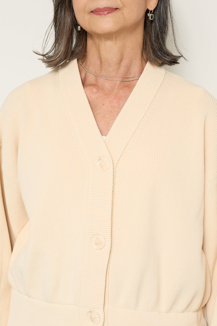 異素材ドッキングニットカーディガン