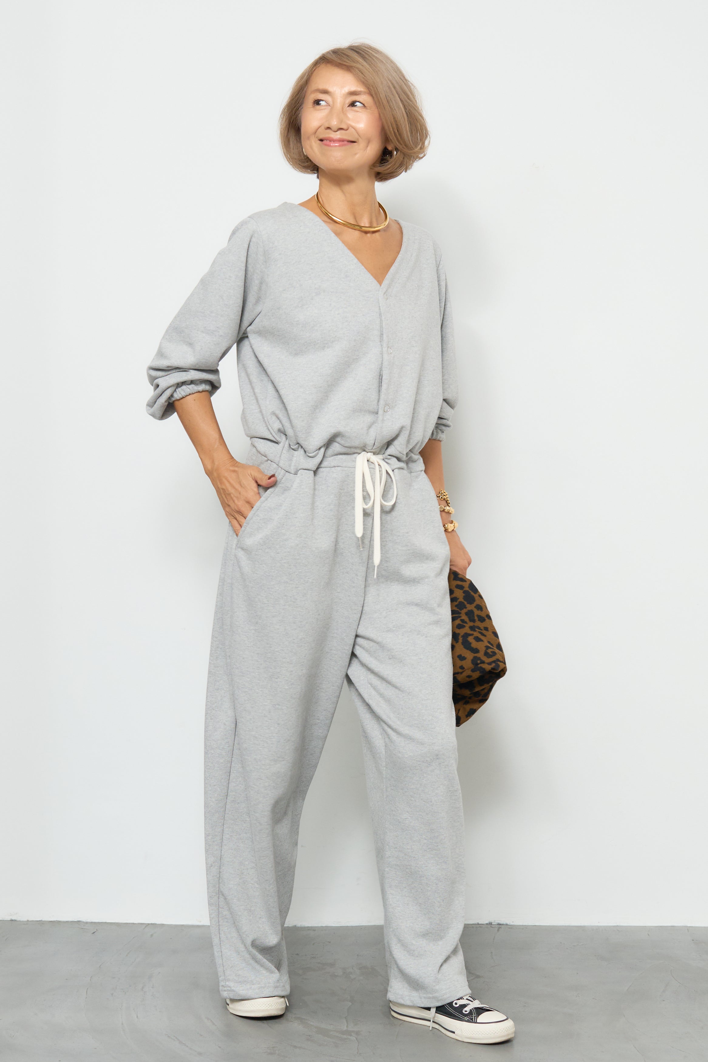 スウェット長袖Vネックオールインワン – plusotoha