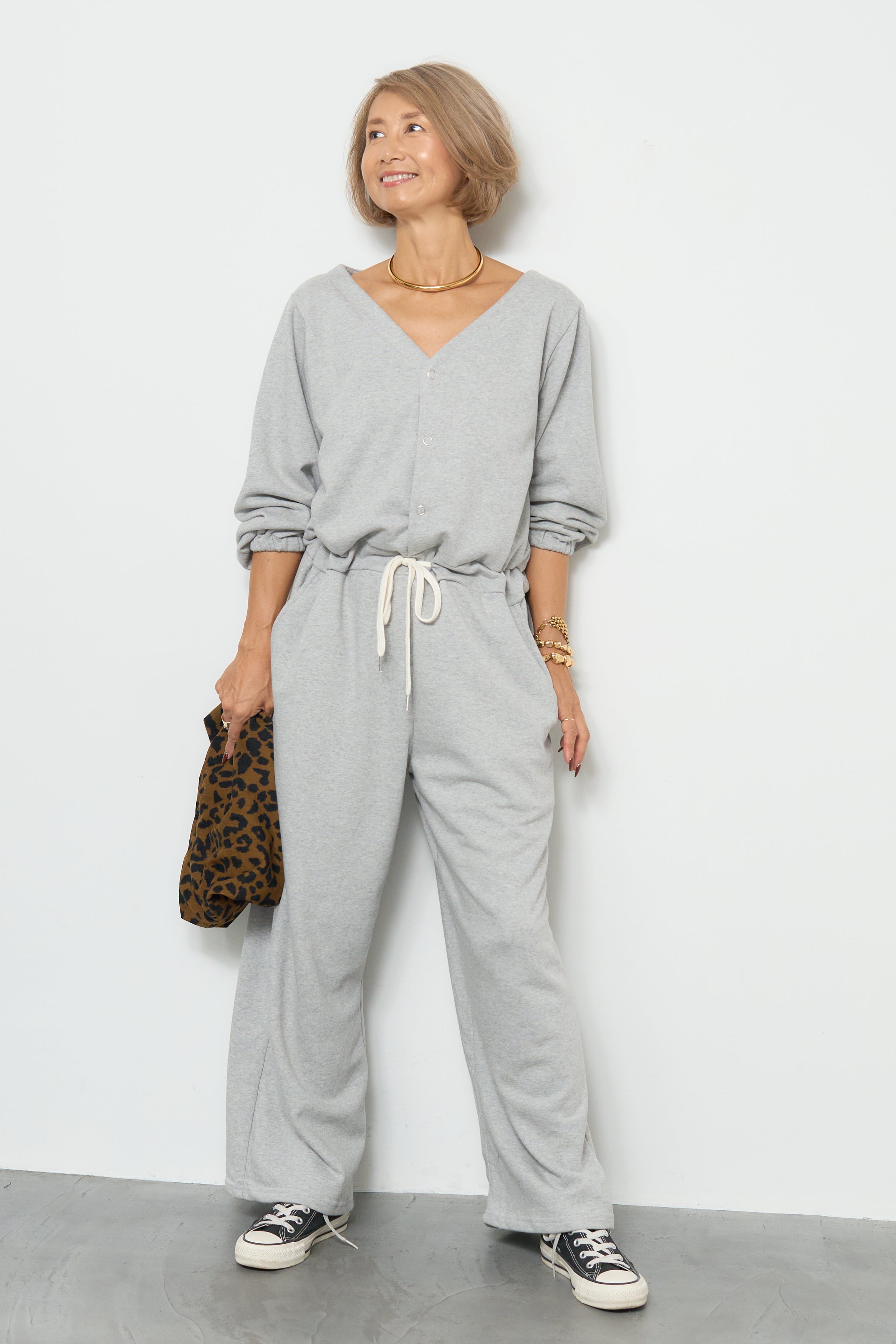 スウェット長袖Vネックオールインワン – plusotoha