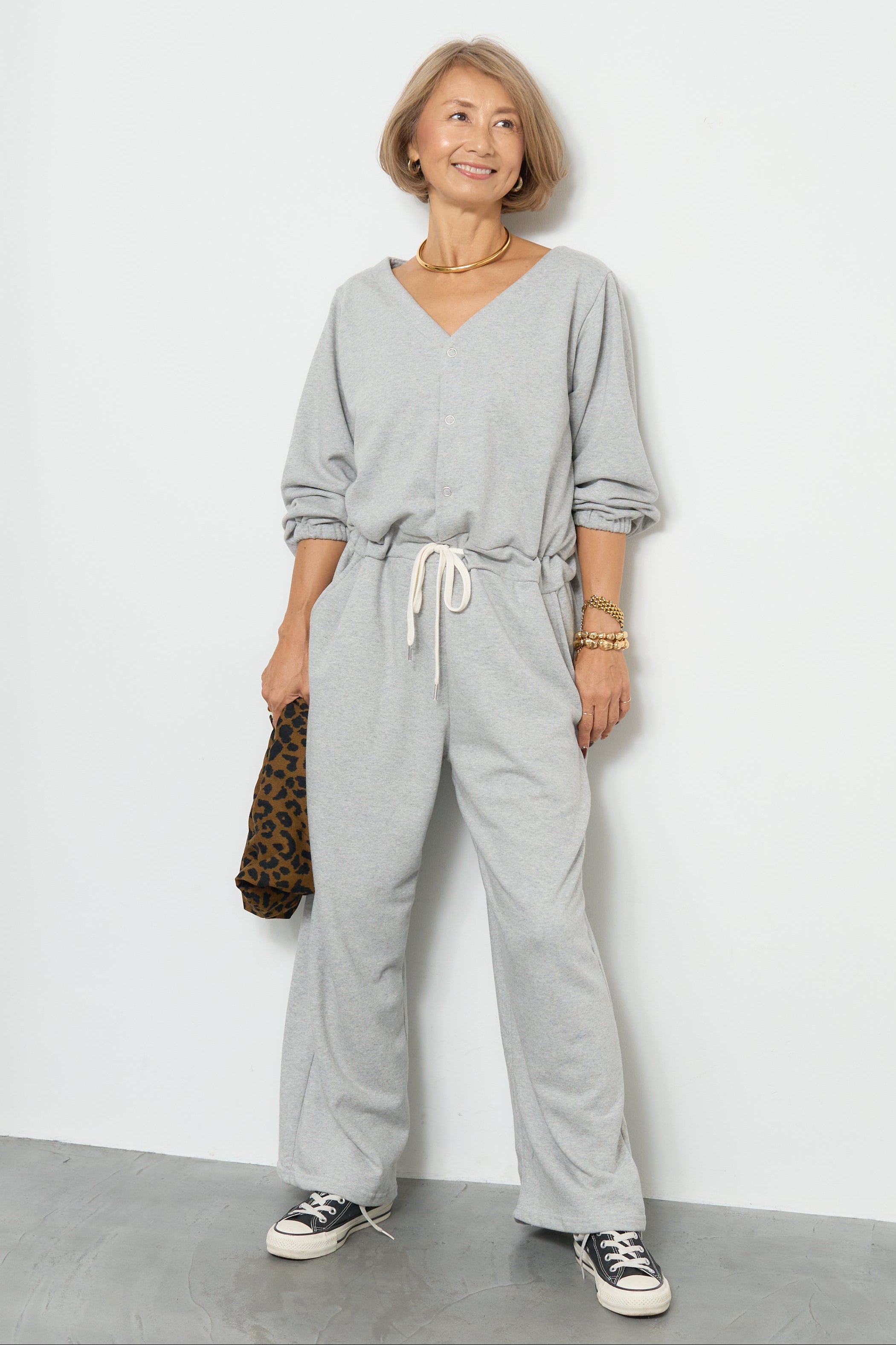 スウェット長袖Vネックオールインワン – plusotoha