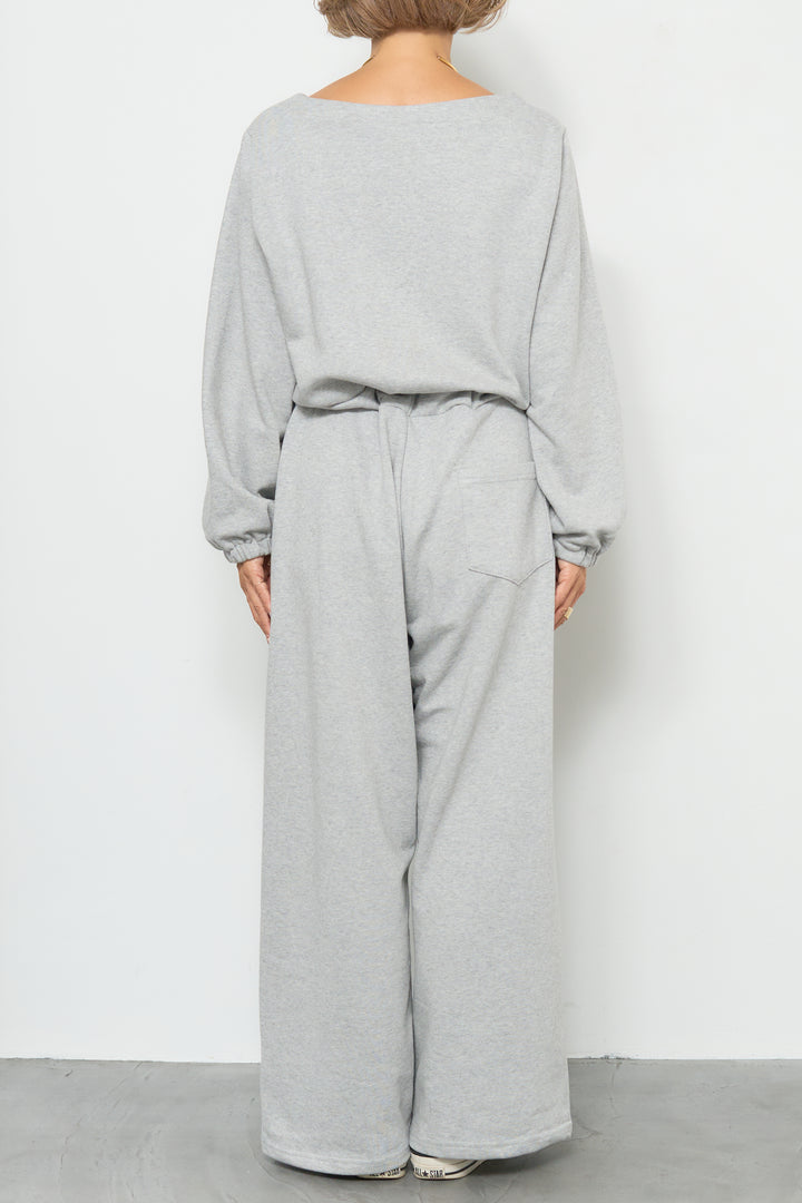 スウェット長袖Vネックオールインワン