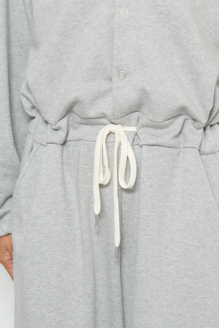 スウェット長袖Vネックオールインワン