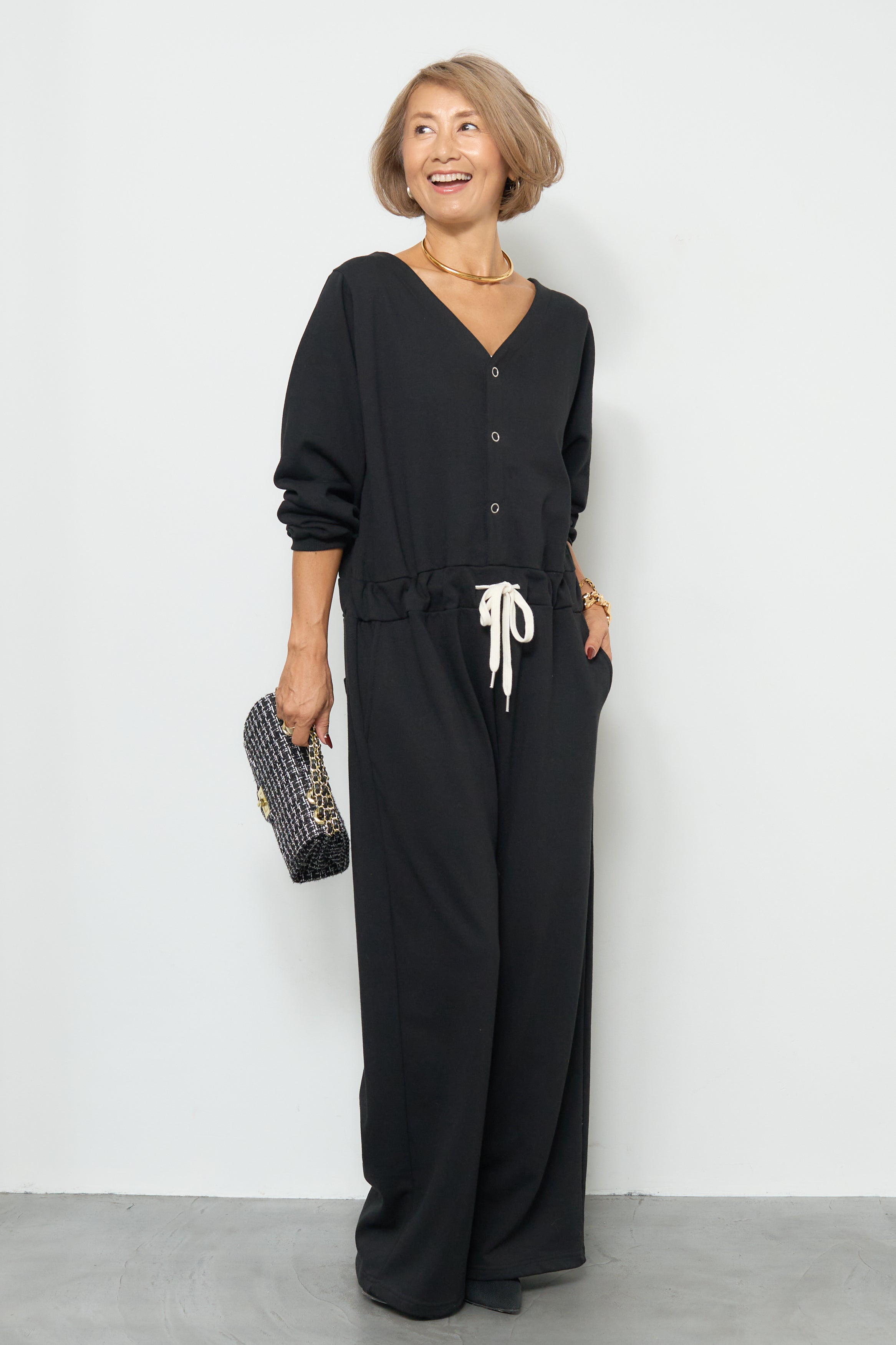 スウェット長袖Vネックオールインワン – plusotoha