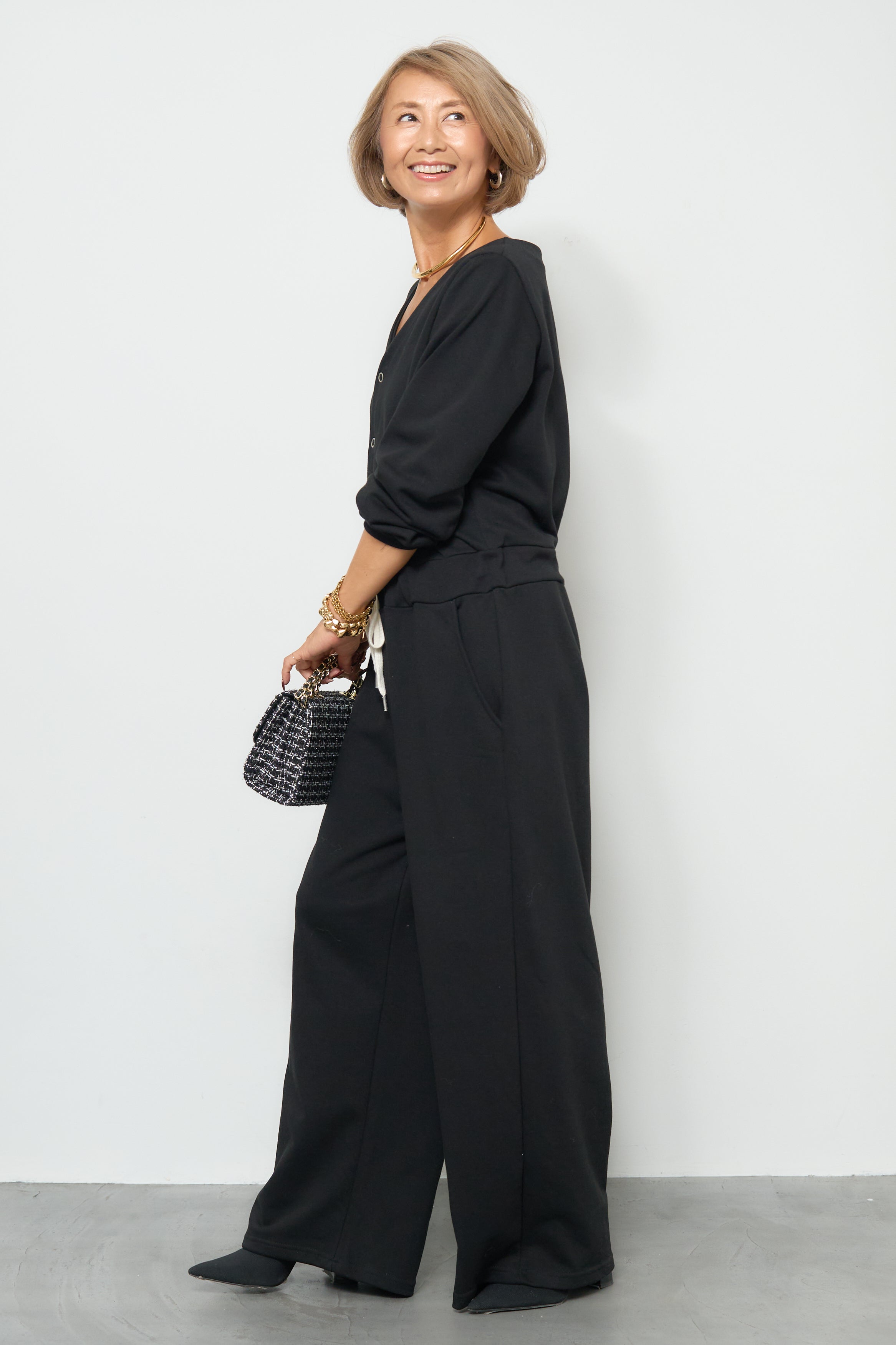 スウェット長袖Vネックオールインワン – plusotoha