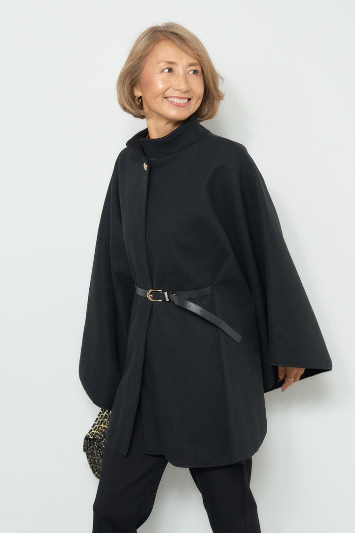 スタンドカラーケープコート