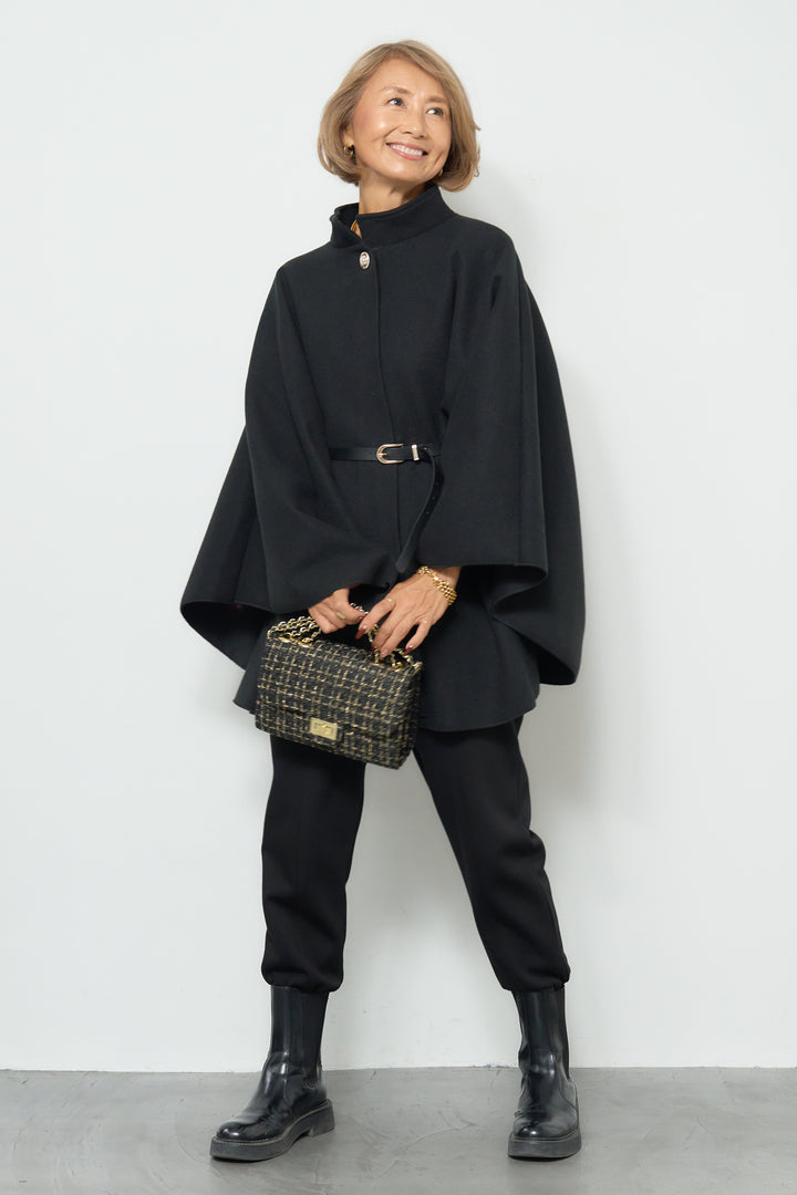 スタンドカラーケープコート