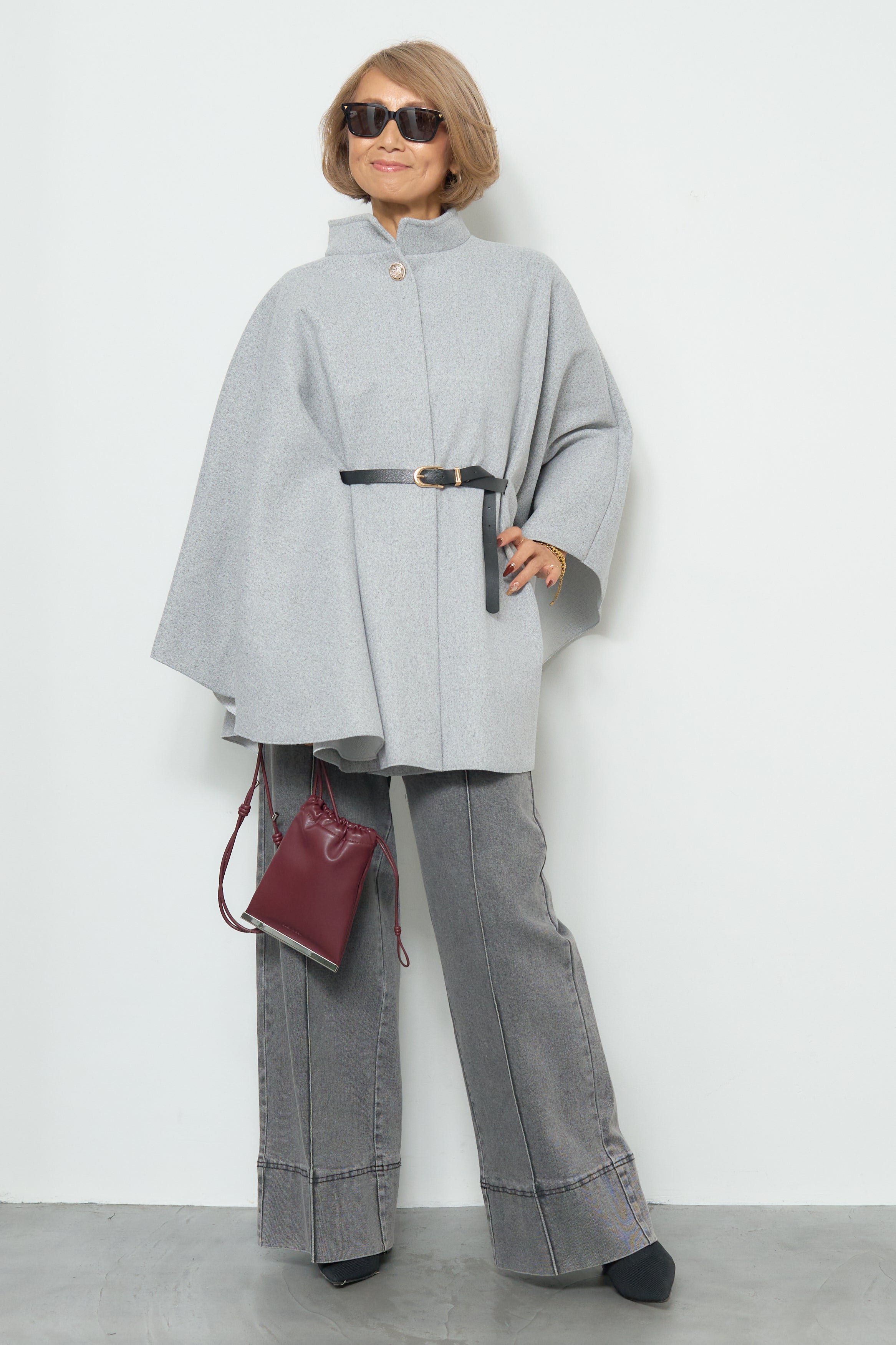 TICCA グレー ポンチョ・ケープコート TICCA グレー ポンチョ・ケープコート