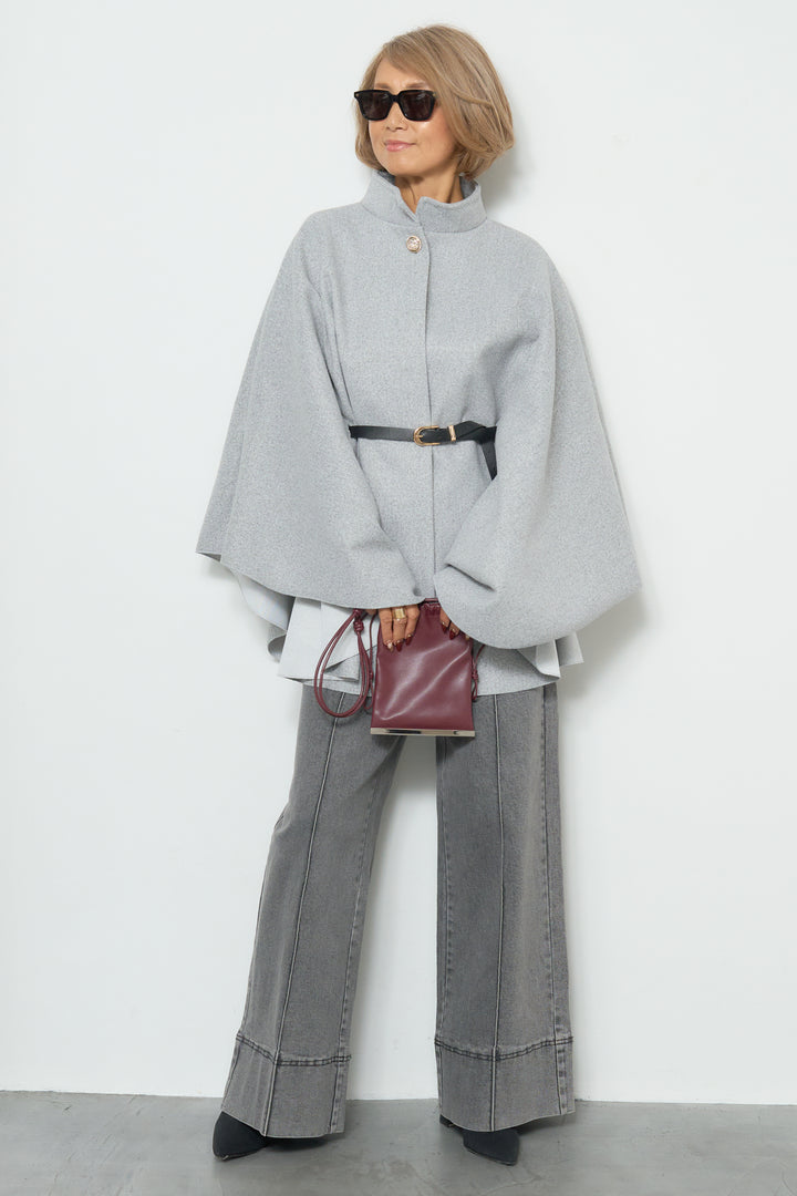 スタンドカラーケープコート