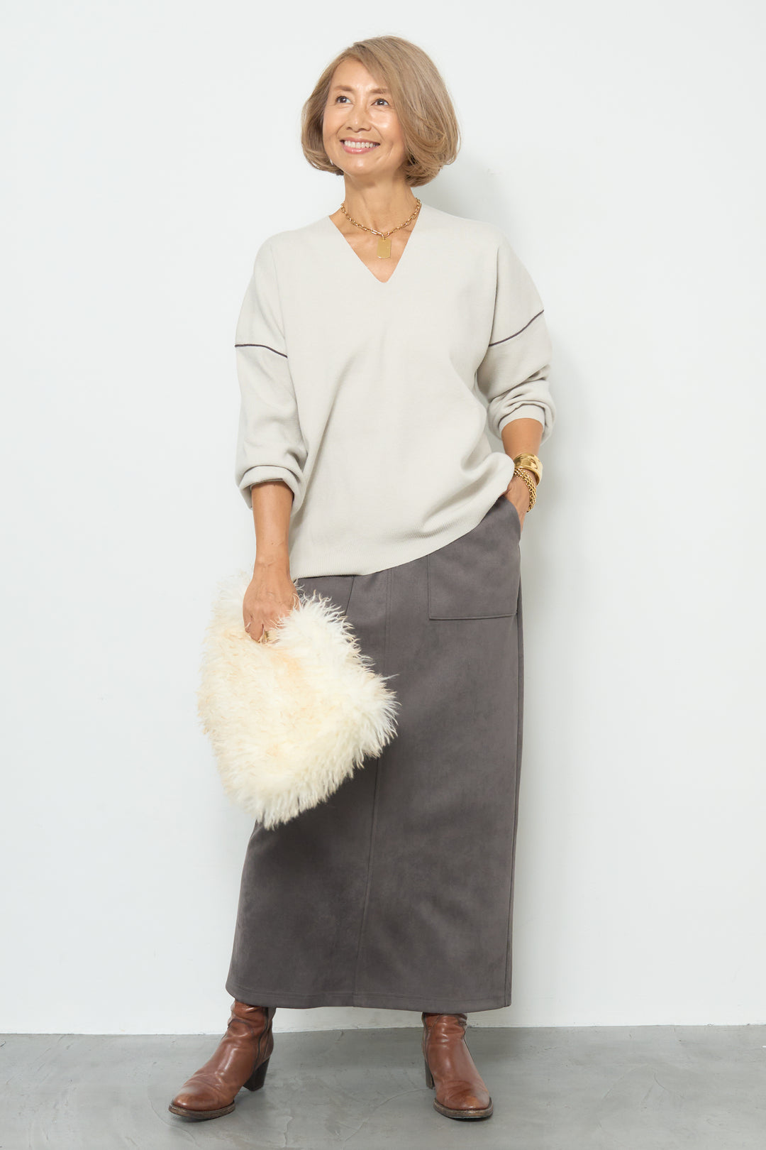 マシュマロスエードナロースカート