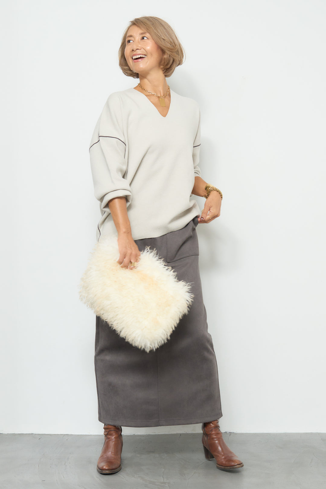 マシュマロスエードナロースカート